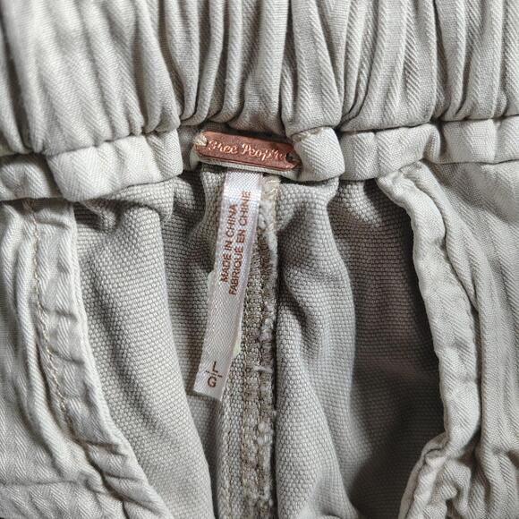 Free People Womens L Beige Paperbag Waist Tapered Pants Cotton Viscose EUC - Picture 2 of 7